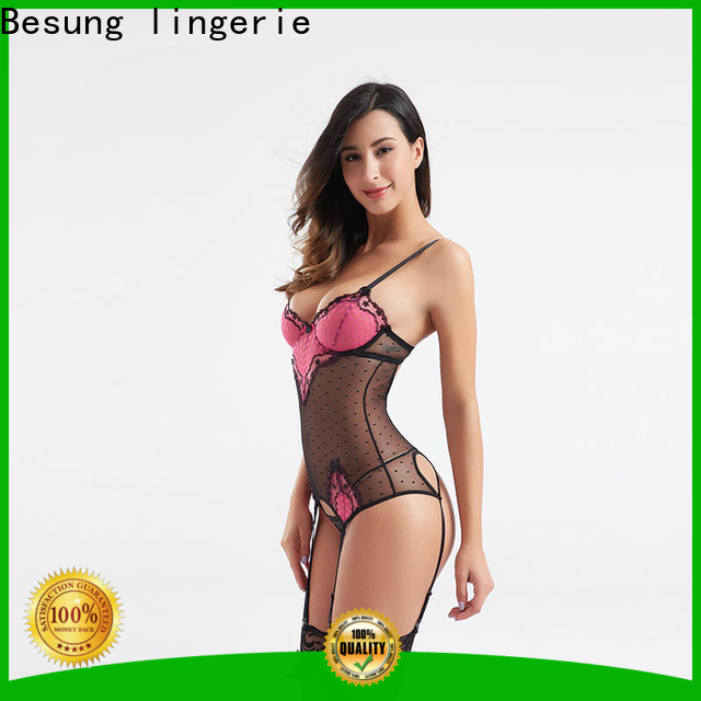 Besung low price black lingerie bodysuit free design for wife