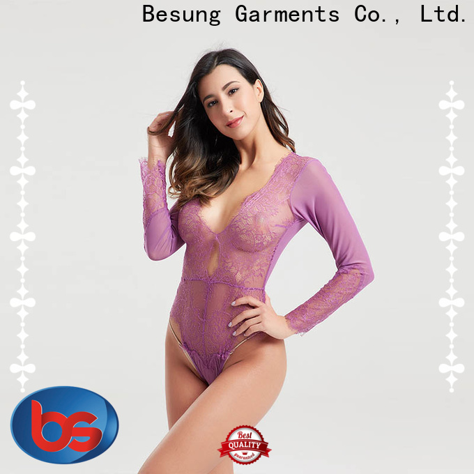 Besung underwire red lace bodysuit long sleeve for wholesale for home