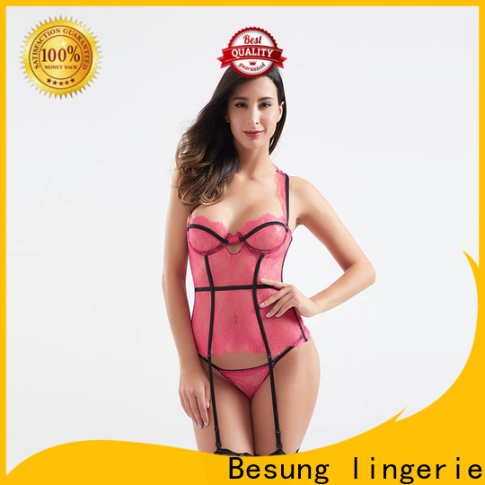 Besung quality black lace corset underwear for women