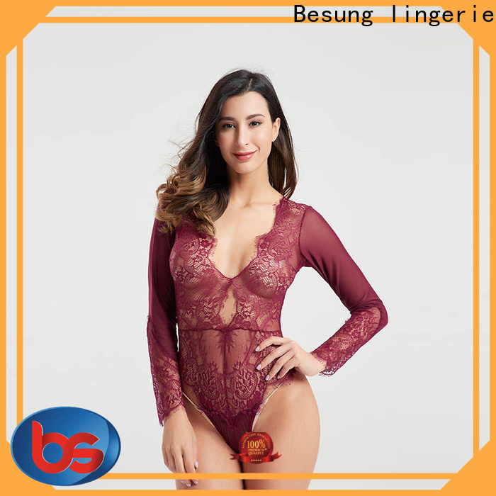 Besung shaped plus size black bodysuit lingerie for women