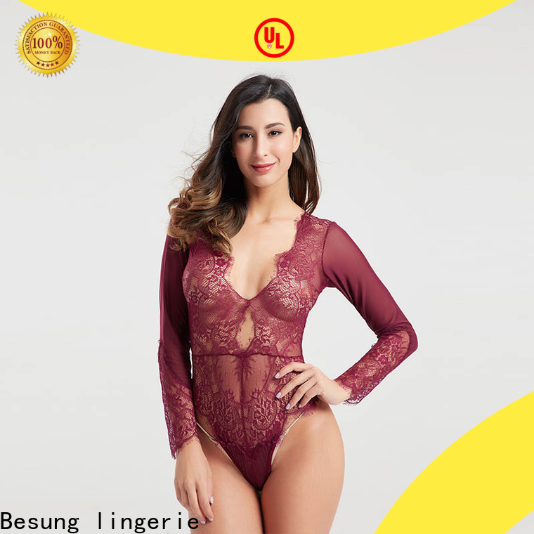 Besung newest red lace bodysuit long sleeve factory for lover