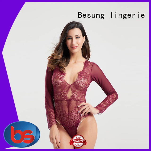 Besung backless black mesh bodysuit production for home