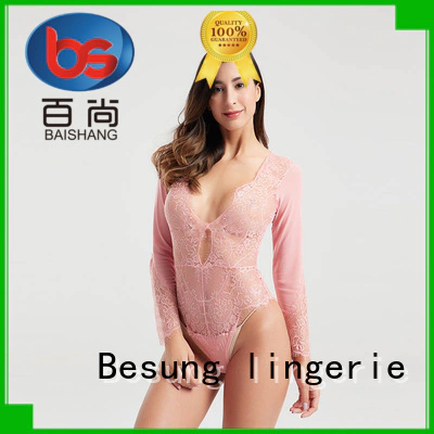 Besung backless plus size black bodysuit for wholesale for wife