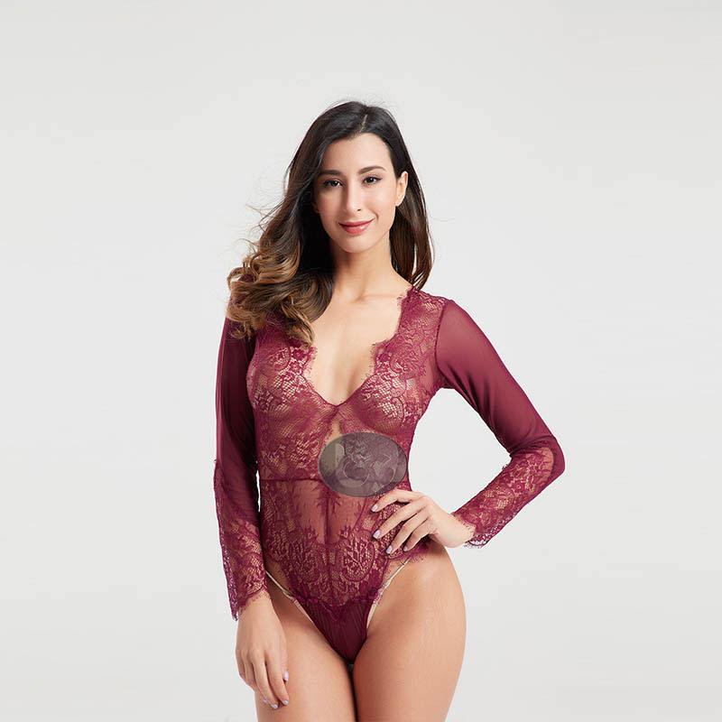 hollow lace body suits dot production for wife
